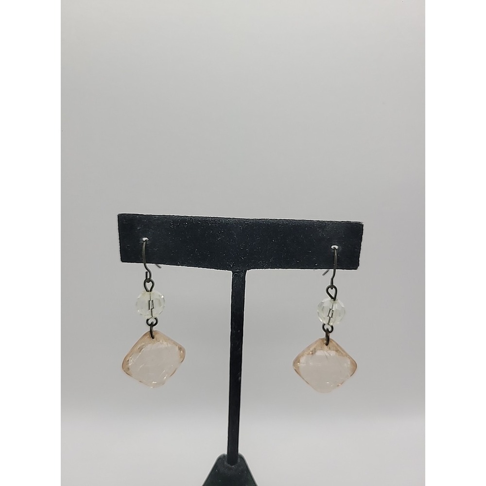Vintage Premier Designs Earrings Pierced Drop Dangle Pink White Bead Jewelry - Picture 4 of 12